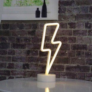 Неоновий світильник нічник Блискавка настільна декоративна Neon Decoration Lamp Flash жовтий 24730188 фото