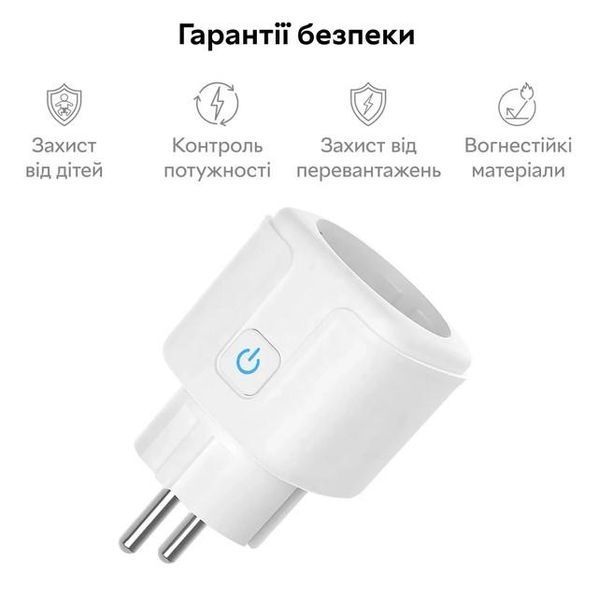 Розумна смарт Wi-Fi розетка Aubess 20A (220 В, 4400 Вт, Android/iOS, контроль електроенергії, розклад, розумний будинок) - Білий 78486227 фото