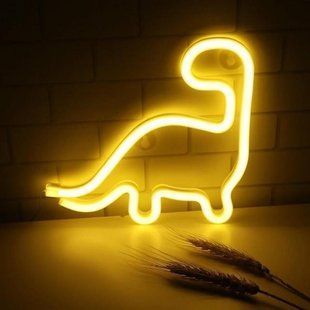 Настінний неоновий світильник-нічник Динозавр Dino Decoration Lamp - Жовтий 37364722 фото