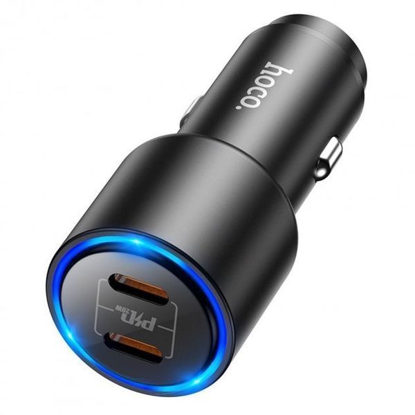 Автомобильное зарядное устройство Hoco NZ3 40W + QC3.0 (быстрая зарядка, 2USB Type-C, в прикуриватель) - Черный 53019810 фото