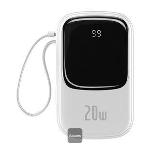 Повербанк Baseus Qpow Pro + кабель USB to Type-C, 0.3 метра (3A, 20000 мАч, 22.5Вт, Type-C/USB-A/Lightning, QC 3.0) - Белый 59269131 фото