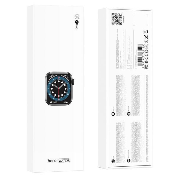 Смарт-часы Hoco Smart Watch Y1 Pro (Bluetooth, 1.75 дюймов, IP68, поддержка звонков, сенсорный экран) - Черный 57273947 фото