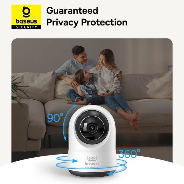 Камера відеоспостереження Baseus P1 Pro (внутрішня, Wi-Fi 2.4 ГГц, 3K, огляд на 360 &deg;, AI-функції) - Білий 110335475 фото