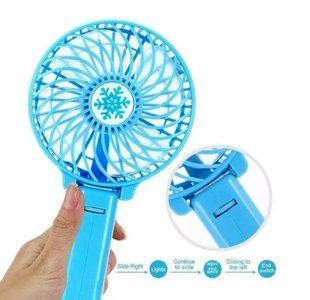 Портативный вентилятор с ручкой и фонариком Handy Mini Fan (USB, аккумулятор, диаметр 10 см) - Голубой 51541850 фото