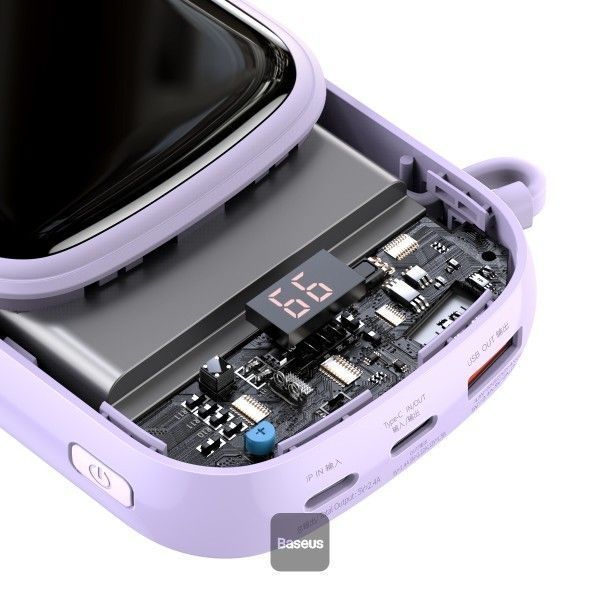 Повербанк Baseus Qpow Pro + кабель USB to Type-C, 0.3 метра (3A, 20000 мАч, 22.5Вт, Type-C/USB-A/Lightning, QC 3.0) - Лавандовый 58462121 фото