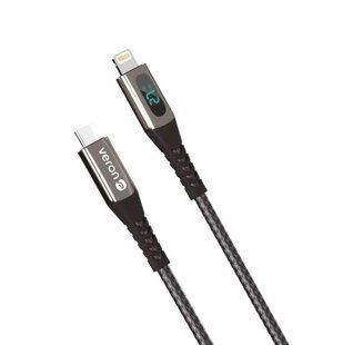 Кабель Veron CL02 Type-C to Lightning (27 Вт, 1.2 метра, нейлонова оплетка, LCD екран) - Чорний 75683159 фото