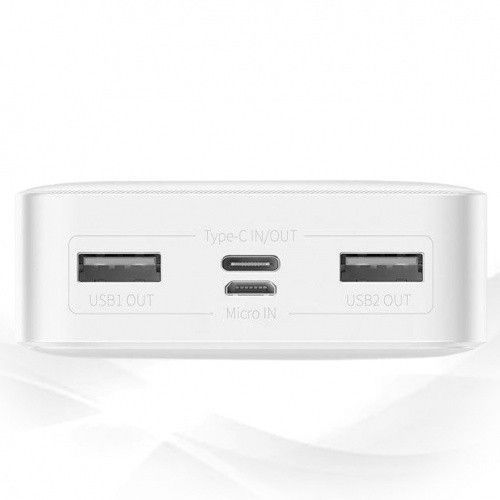 Повербанк Baseus портативная батарея (20000mAh 15W с Led дисплеем 2xmicro USB 2xType-C) - Белый 752928 фото