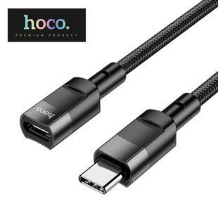 Кабель переходник - удлинитель Hoco U107 с Type-С на Type-C (3А, 1.2 метра, OTG, тканевая оплетка) - Черный 82342328 фото