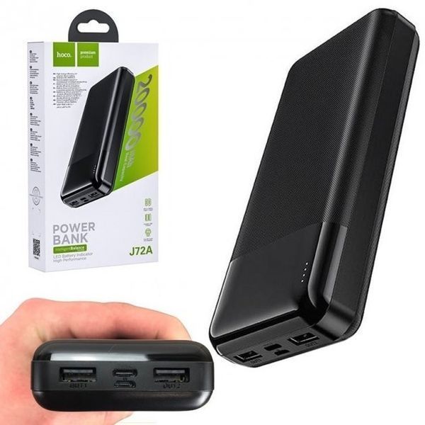 Повербанк Hoco J72 портативна батарея (20000mAh 2USB/MicroUSB/Type-C, 2A) - Чорний 51217934 фото