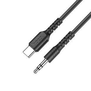 Аудіо Кабель Type-C на mini-jack 3.5мм AUX Hoco - UPA17 (1м, нейлонова обплетення, захист від перегинання) - Чорний 53221726 фото