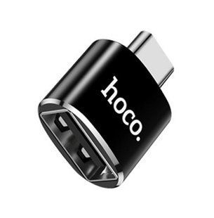 Переходник Hoco UA5 адаптер с Type-C на USB (3A, OTG, для компьютера, ноутбука, макбука, телефона, Type-C, тайпси) - Черный 79636366 фото
