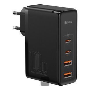 Блок живлення Baseus GaN2 Pro (2xUSB, 2xType-C, 100W, швидка зарядка, 20V/5A, EU) - Чорний 59269181 фото