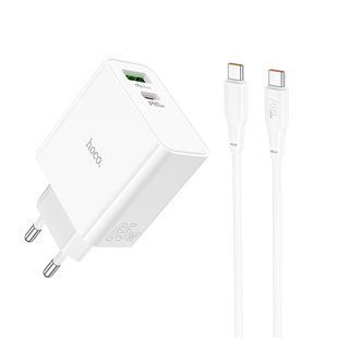 Блок живлення Hoco C113A Awesome + Type-C кабель (PD 65 Вт, QC 3.0, USB Type-C USB Type-A, потужний, з швидкою зарядкою) - Білий 71278189 фото