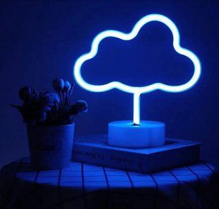 Неоновий нічник - світильник Хмаринка Neon Decoration Lamp (25x20x10 см, USB, 3хАА, 5 В, лампа хмара) - Синій 79682001 фото