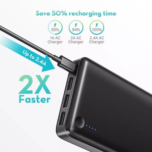 Повербанк Yoobao K13 портативная батарея (26800mAh с Led индикатором, 3USB/micro-USB, PD/QC, 20W, 2.4A, быстрая зарядка) - Черный 58933288 фото