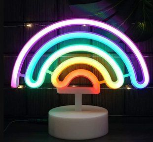 Неоновий нічник - світильник Веселка Neon Decoration Lamp (20x23x10 см, USB, 3хАА, 5 В, лампа) - Різнокольорова 73225682 фото