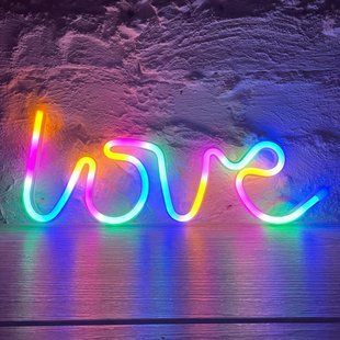 Настінний декоративний неоновий світильник-нічник Love Neon Decoration Lamp напис Любов (34х13 см) - Різнокольоровий 38926485 фото