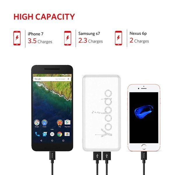 Повербанк Yoobao KJ03 портативная батарея (10000mAh, 2USB/1Type-C, с разъемом lightning, microUSB,2.1А) - Розовый 58506766 фото