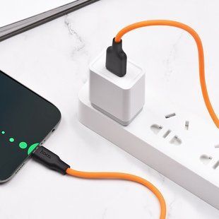 Кабель для зарядки Hoco - X21 Plus Silicone USB на Type-C (1 метр, 2.4А, оплетка TPE, тайп си) - Черный Оранжевый 57877743 фото