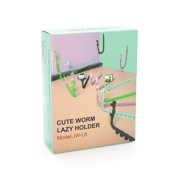 Держатель для телефона в виде гусеницы Cute Worm Lazy Phone Holder JW-L8 с присосками - Черный 738150 фото