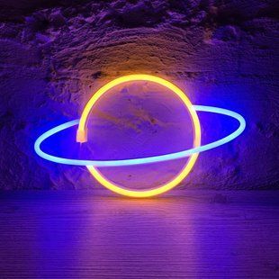 Настінний декоративний неоновий світильник-нічник Saturn Decoration Lamp Сатурн (30х18 см) - Жовто-Синій 50192896 фото