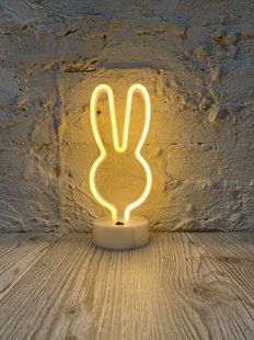 Неоновий світильник нічник Зайчик настільна декоративна Neon Decoration Lamp Жовте світло 31784545 фото