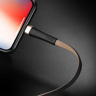 Кабель для зарядки Hoco U39 Lightning (1.2м, USB, оплетка TPE, лайтинг) - Черный Золотой 53167715 фото