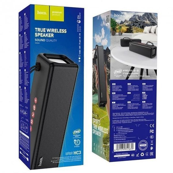Беспроводная портативная Bluetooth колонка Hoco HC3 (Bluetooth 5.0, AUX, USB, MicroSD) - Черный 749030 фото