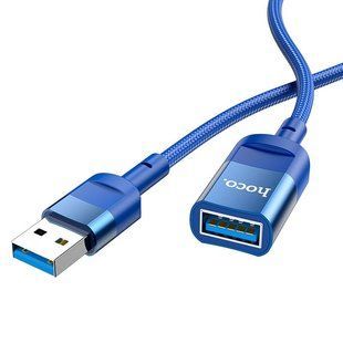 Кабель переходник-удлинитель Hoco U107 ( 1.2 метра, USB, OTG, USB male to USB female) - Синий 64093953 фото