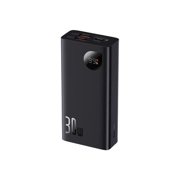 Повербанк Baseus Adaman 2 + кабель USB to Type-C, 0.3 метра (3A, 10000 мАг, 30Вт, Type-C x 2 USB-A, QC 3.0, швидка зарядка) - Чорний 57025439 фото