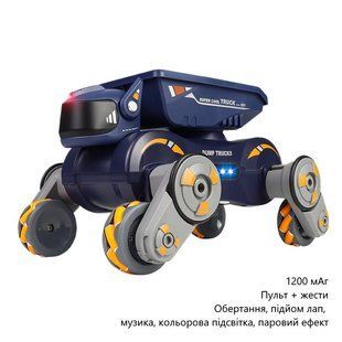 Радіокерований робот собака JC013P (підсвічування, керування жестами, ефект пари, 1200 мАг, пульт) - Синій 105740184 фото