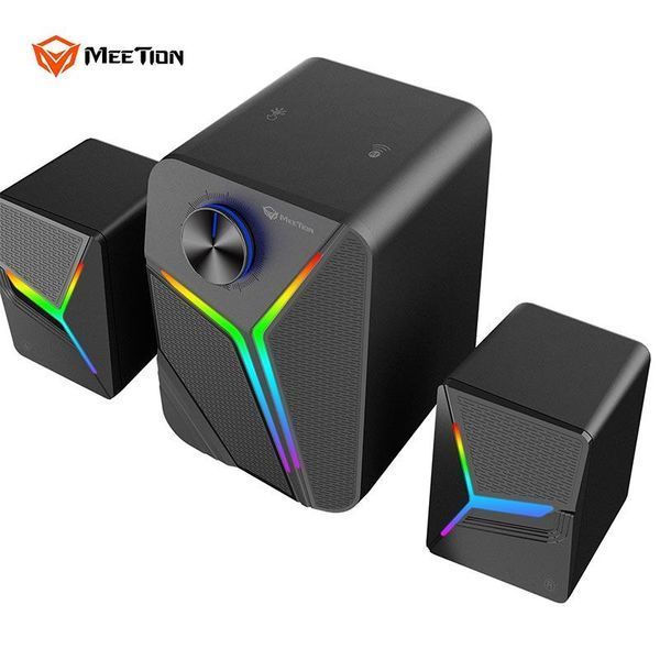 Акустична система Meetion SP2111 (бездротова, провідна, сабвуфер, Bluetooth 5.0, AUX, 15 Вт, RGB підсвітка) - Чорний 103779565 фото