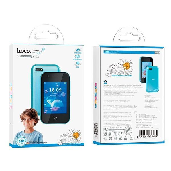 Дитячий мобільний телефон Hoco Y102 (4 ГБ, Type-C, 2.8&rdquo; HD-екран, автономність 3-4 дні, смартфон) - Синій 95603901 фото