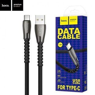 Кабель для заряджання Hoco U58 Core Type-C (2.4А, 1.2м, USB, обплетення TPE) - Чорний 52717783 фото