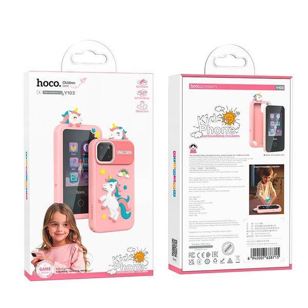 Дитячий мобільний телефон Hoco Y103 (2,8&rdquo; HD екран, 8 ГБ, подвійна камера, USB Type-C, смартфон) - Рожевий 95613066 фото