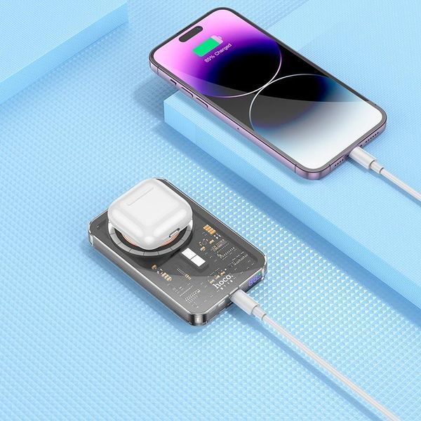 Портативная батарея Hoco Q14 (повербанк, 5000 мАч, магнитная зарядка, PD/QC, LED-дисплей, MagSafe, Type-C) - Черный 111254106 фото