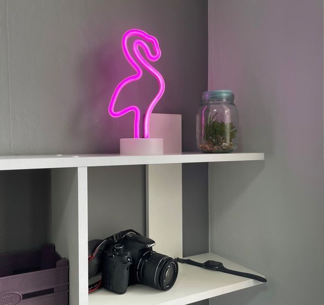 Неоновий світильник нічник Фламінго настільна декоративна лампа Neon Decoration Lamp - Рожевий 47021380 фото