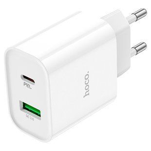 Сетевое зарядное устройство Hoco C80A Rapido USB + Type-C (PD20W, QC3.0, адаптер, с быстрой зарядкой) - Белый 57750355 фото
