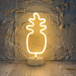 Неоновий світильник нічник Ананас настільна декоративна Neon Decoration Lamp Pineapple жовтий 24729343 фото