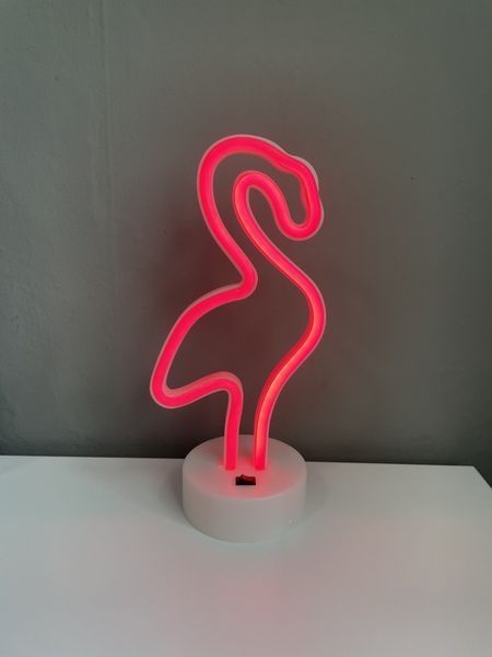 Неоновий світильник нічник Фламінго настільна декоративна лампа Neon Decoration Lamp червоне світло 31708274 фото