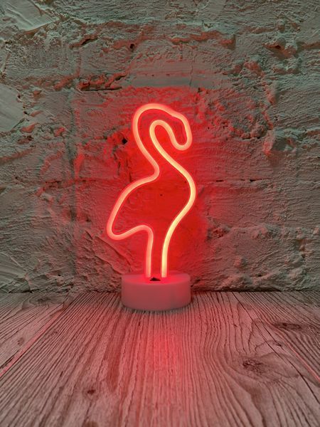 Неоновий світильник нічник Фламінго настільна декоративна лампа Neon Decoration Lamp червоне світло 31708274 фото