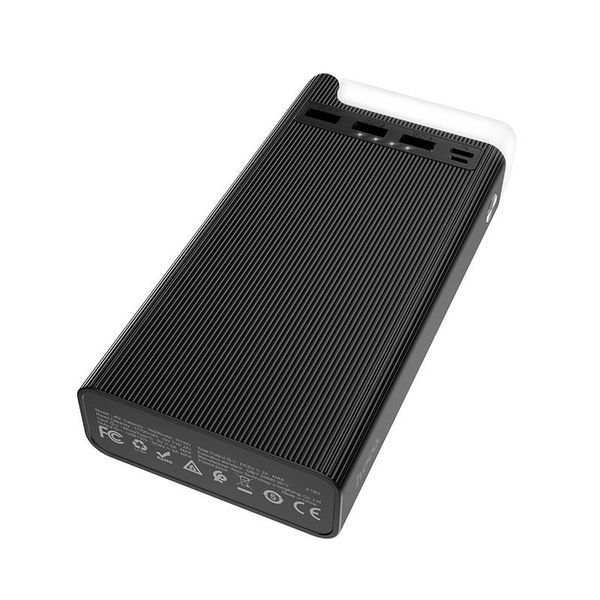 Повербанк Hoco J62 Jove портативна батарея (30000mAh, 15w, 3USB + 1Type-C + MicroUsb, 2A, з ліхтариком) - Чорний 57193087 фото