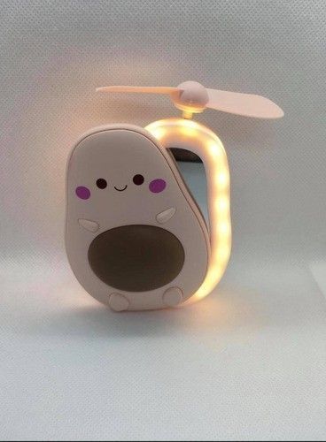 Портативный вентилятор "Авокадо" с LED подсветкой и зеркалом детский пластик - Розово-коричневый 748281 фото