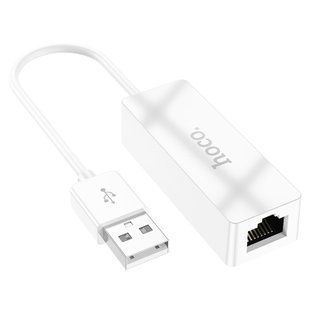 Адаптер-перехідник Hoco UA22 USB to RJ45 (для модему, для роутера, 100 Mbps, ethernet adapter) - Білий 58587533 фото