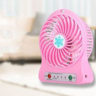 Портативный вентилятор Snowflake fan настольный на аккумуляторе (от USB, 5 Вт) - Розовый 737540 фото