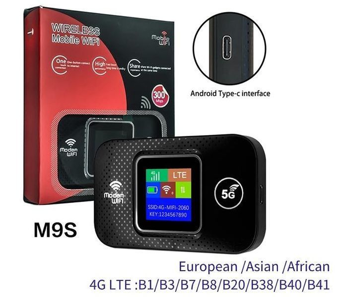 Портативний Wi-Fi роутер 4G LTE (сим карта, з акумулятором, 12 годин роботи, 3000mAh, 300мб/с, Type-C, 10 підключень) - Чорний 105165360 фото