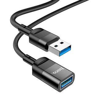 Кабель переходник-удлинитель Hoco U107 USB male to USB female (3А, 1.2 метра, OTG, USB 3.0) - Черный 79629805 фото