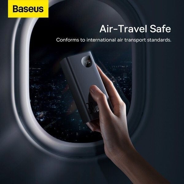 Повербанк Baseus Adaman 2 + кабель USB to Type-C, 0.3 метра (3A, 20000 мАч, 30Вт, Type-C x 2 USB-A, QC 3.0, быстрая зарядка) - Черный 57024282 фото