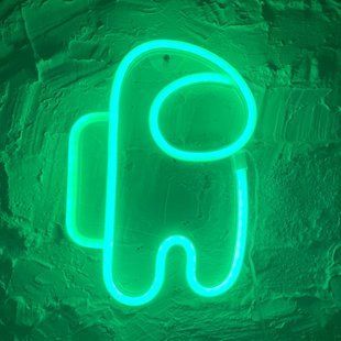 Настінний неоновий світильник-нічник Among Us Neon Decoration Lamp Астронавт (26х18 см, амонг ас) - Зелений 38926384 фото