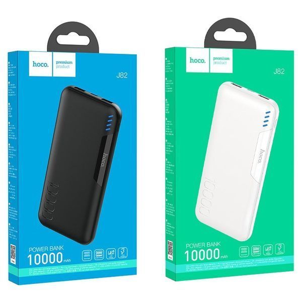 Повербанк Hoco J82 портативна батарея (10W, 10000 mAh, 2USB + Type-C, 2A, LED індикатор) - Чорний 57190235 фото